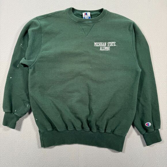 Vintage Michigan State Spartans Alumni‎ Sweatshirt Adult Medium Green Champion - Picture 1 of 16